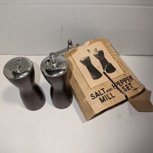 Catalina Brown Wooden Salt and Pepper Mill Set with Chrome Tops